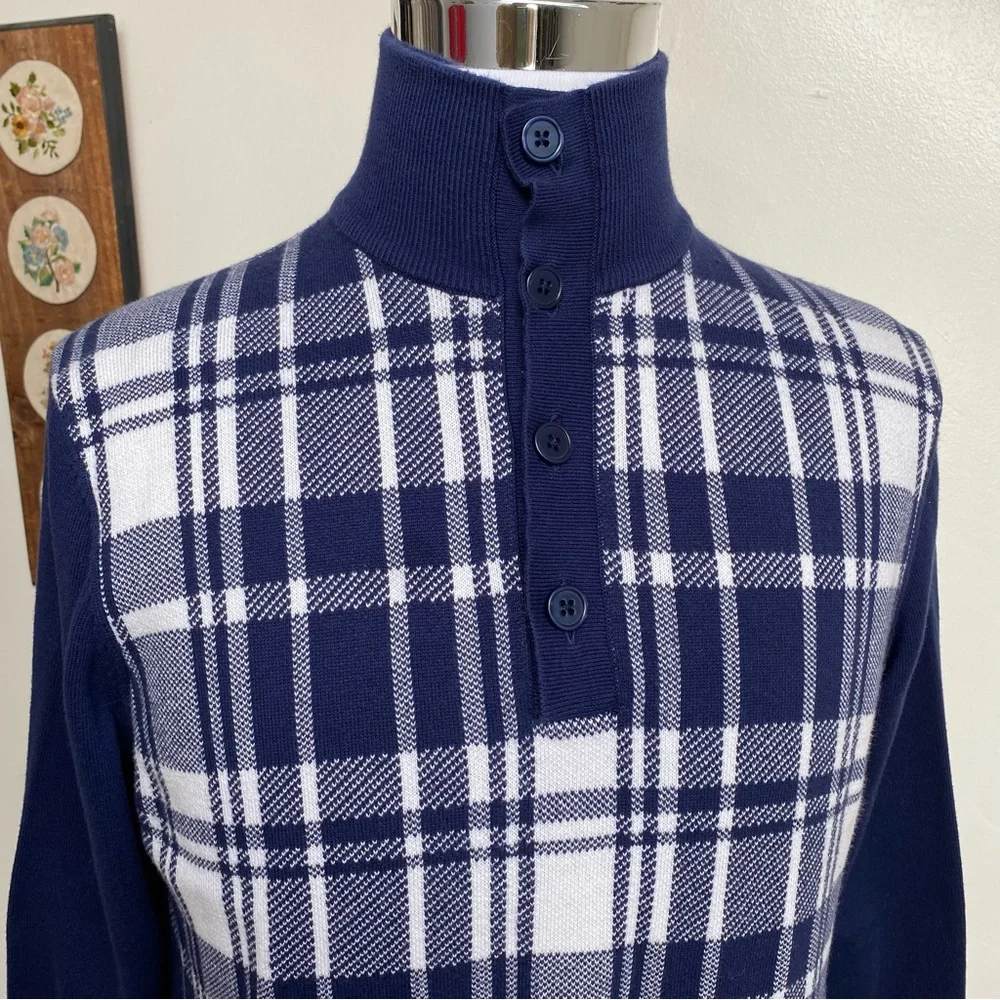 Paul Fredrick Plaid Knit Sweater